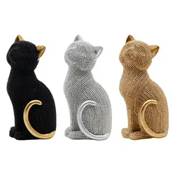 Cat Statue Decorative Figurine Art Crafts Creative Collection Animal Sculpture Desktop Ornament for Office Fireplace New Year