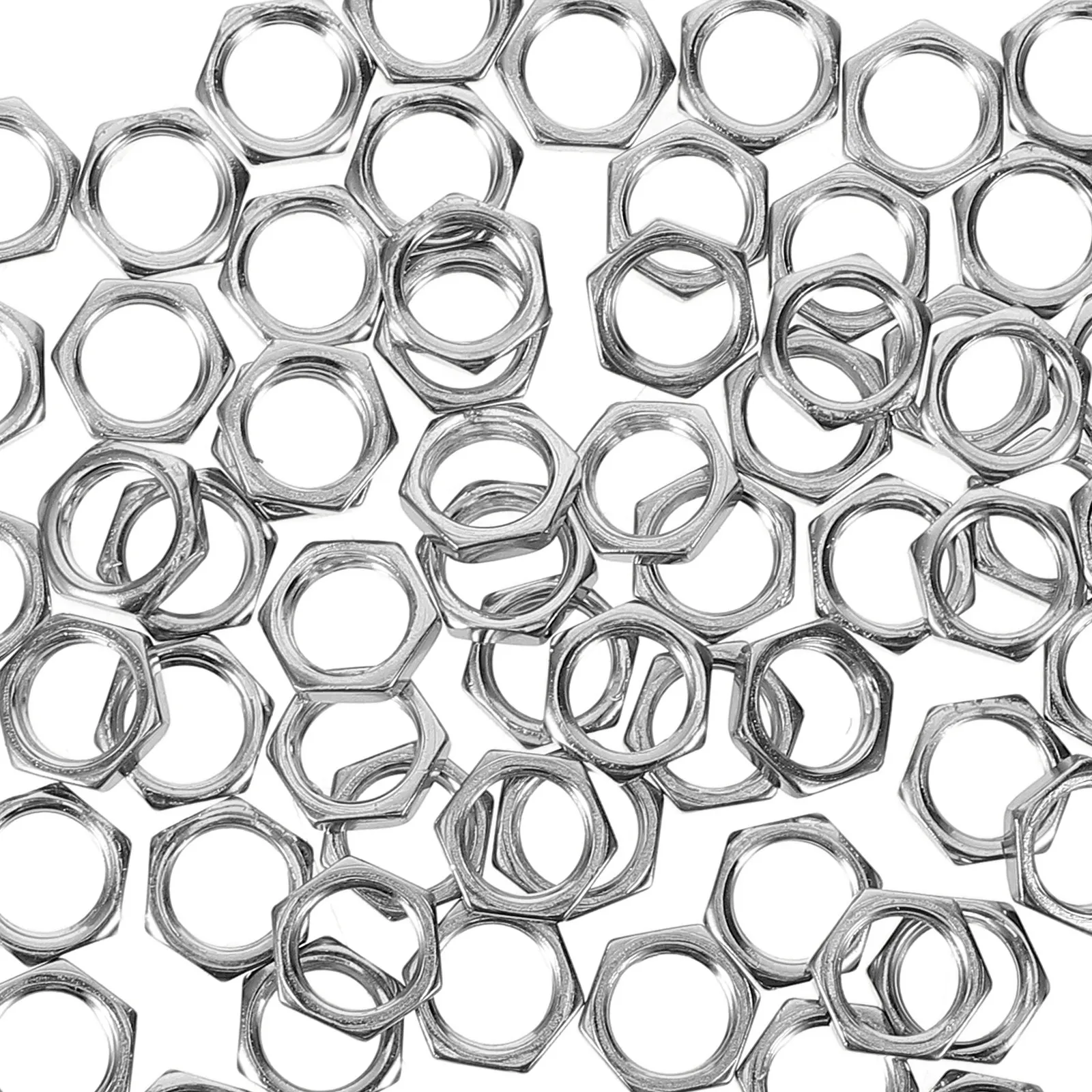 100Pcs Steel Hexagon Lock Nut Fine Thread Fastener Nut for Lamp Shade Collar Rings Light Cover Socket Replacement