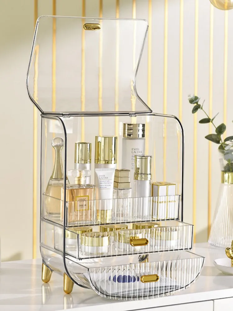 

Transparent Plastic Cosmetic Storage Box Desktop Organizer Lipsti Mask Holder eup Box Ra Nordic Sle Rectangular Bin