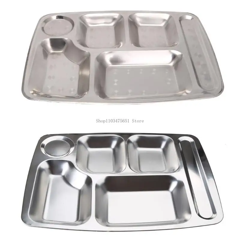 Stainless Steel Divided Dinner Dinner Lunch Container Container Plate 4/5/6 Bagian