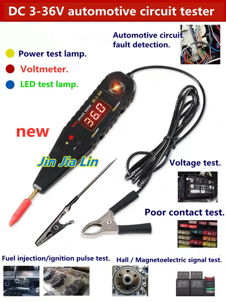 

36V DC-36 Automotive Circuit Tester for Detecting Fault Voltage Fuel Injection Ignition Hall Magnetolectric Signal Test