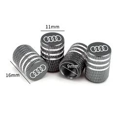 4Pcs Car Wheel Tire Valve Stem Caps Tyre Air Cover Cap Plugs For Audi A6 C8 A3 8Y A4 B8 8P S3 S4 S5 S6 A4 A5 A6 RS5 Q3 16mm*11mm