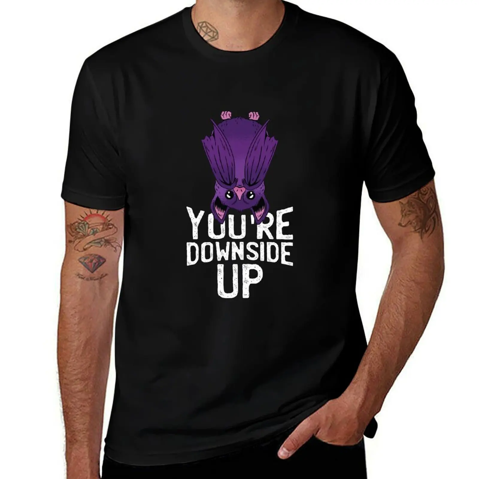 

Bat Downside Up T-Shirt man t shirt graphic man t shirt cotton high quality T-Shirt