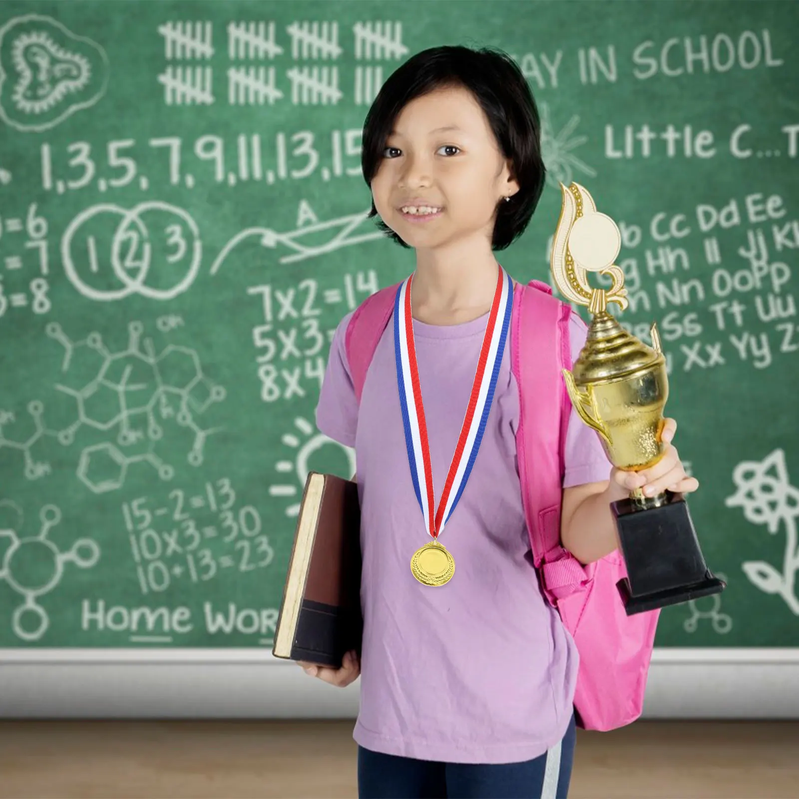 

6Pcs School Sports Medal Set Zinc Alloy Metal Awards Competition Achievement Medals Hanging Medal Kit Sports Winner Award Medals