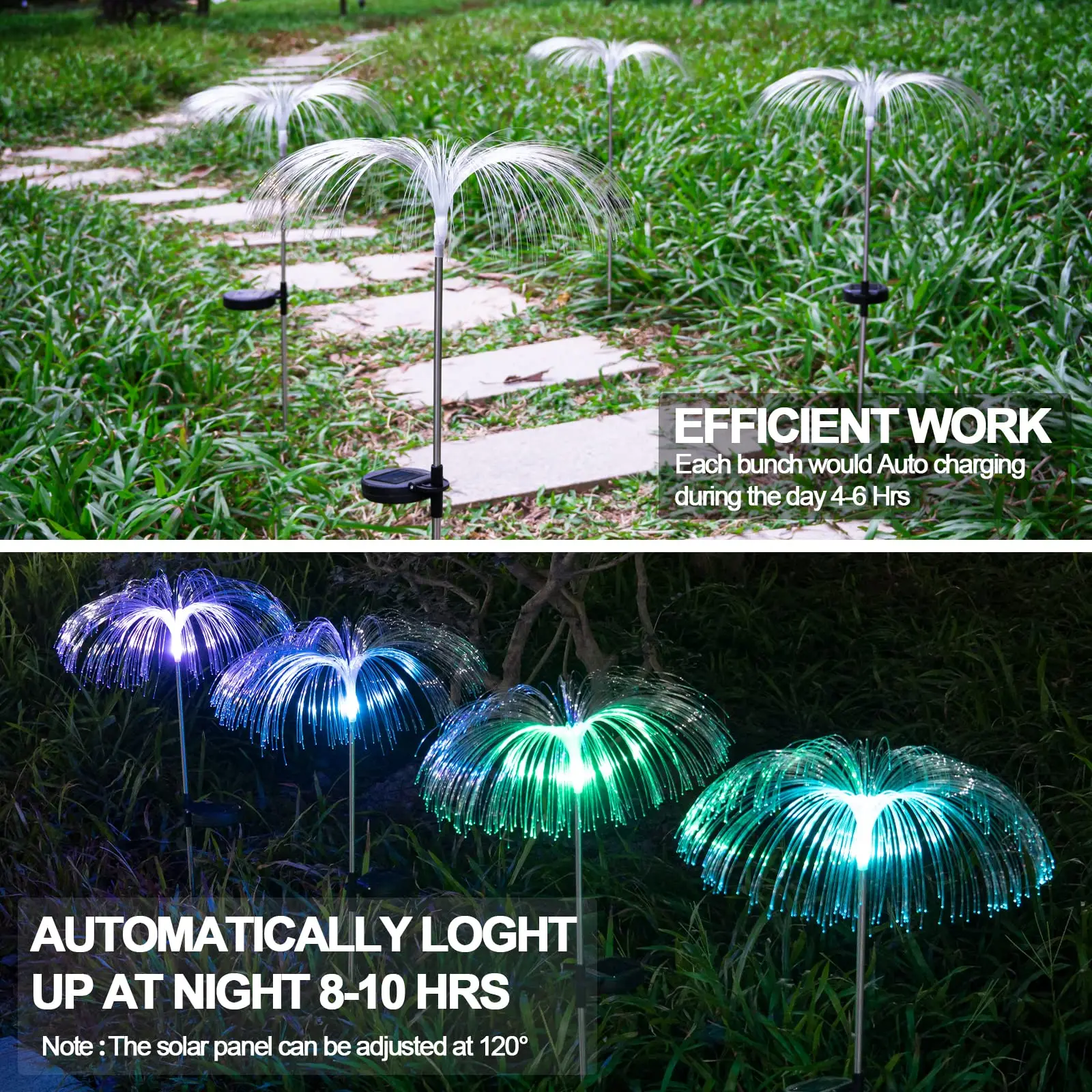 Solar outdoor jellyfish lamp, double-layer fiber optic festive atmosphere lamp, waterproof garden landscape decorative lamp