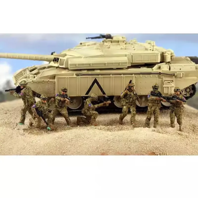 2025 New 1:72 Scale Model 7 Pcs Resin Modern British Infantry Soldiers Action Figure Toys Scene Accessory Dolls DIsplay Fans