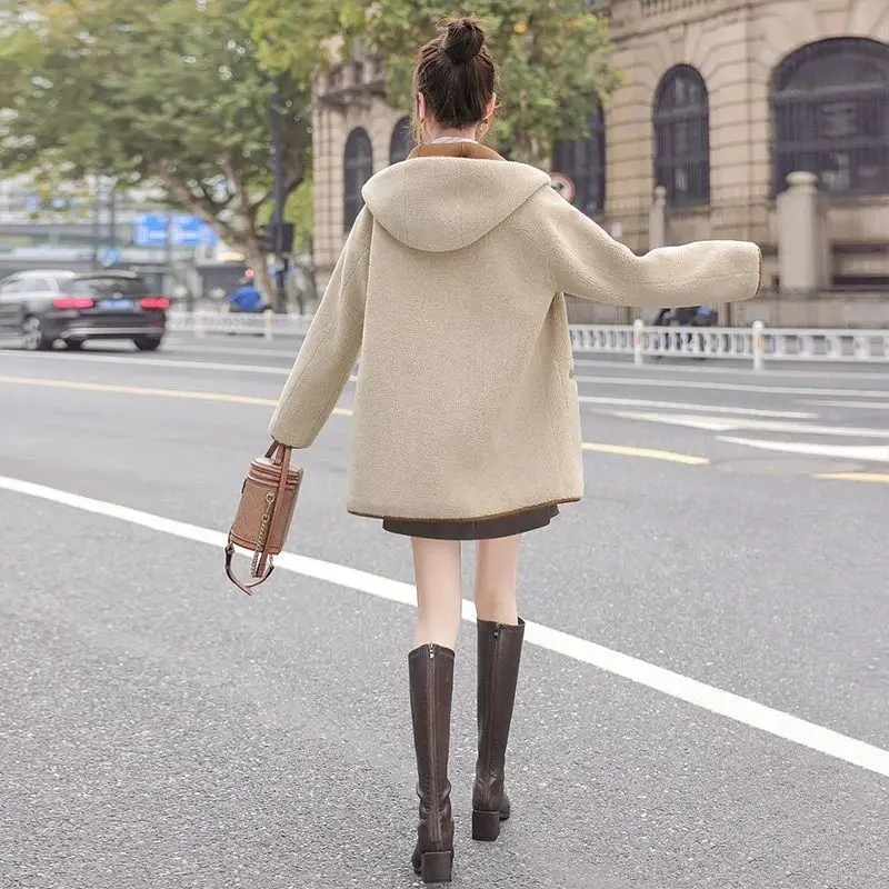 Casaco feminino casual com capuz longo Sve Color Blo Ele Faionable Casacos de inverno Fibra de poliéster Commute Sle