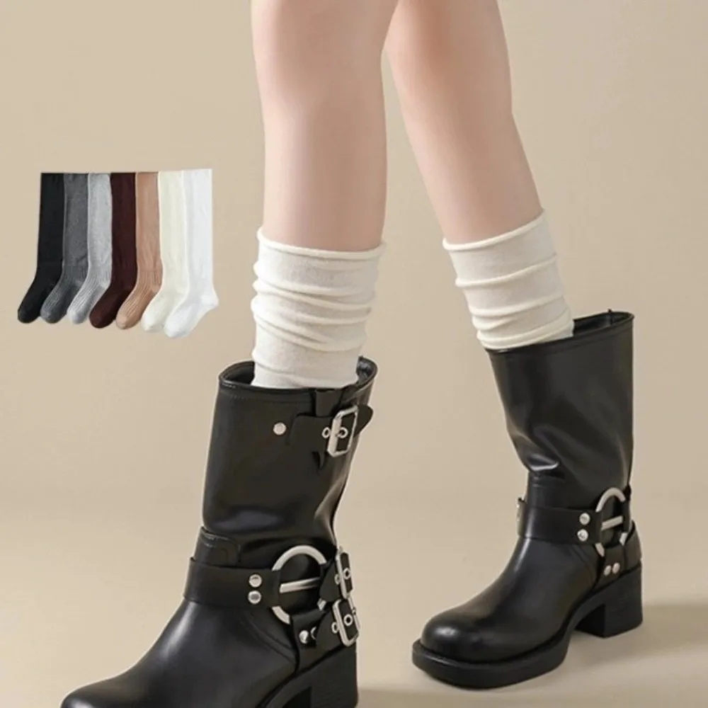 

Elegant Soft Calf Socks Comfortable Breathable Knee High Socks Solid Color Spring Autumn Boots Stacking Socks Women Stockings