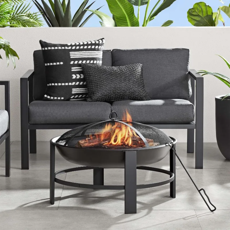 

Mainstays 28" Round Wood Burning Fire Pit, Steel Frame