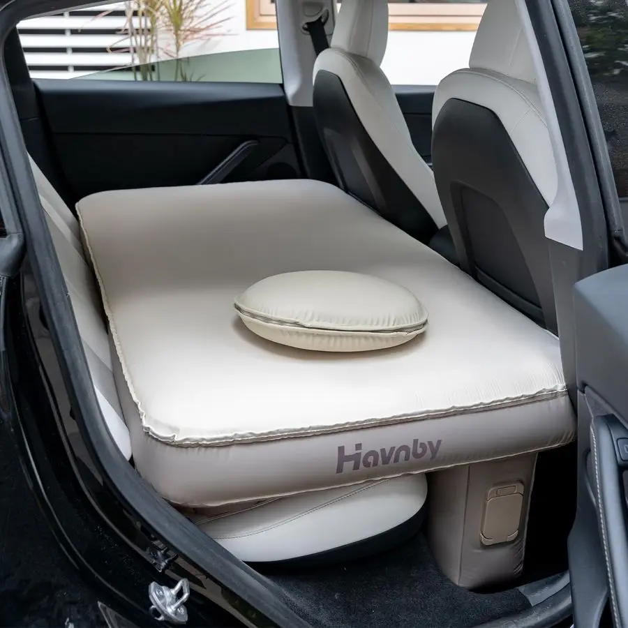 

Car Bed, TPU Air Foam Inflatable Backseat Mattress, Rearseat Camping CozyPad with Rechargeable Builtin Pump, Portable Blow Up Tr