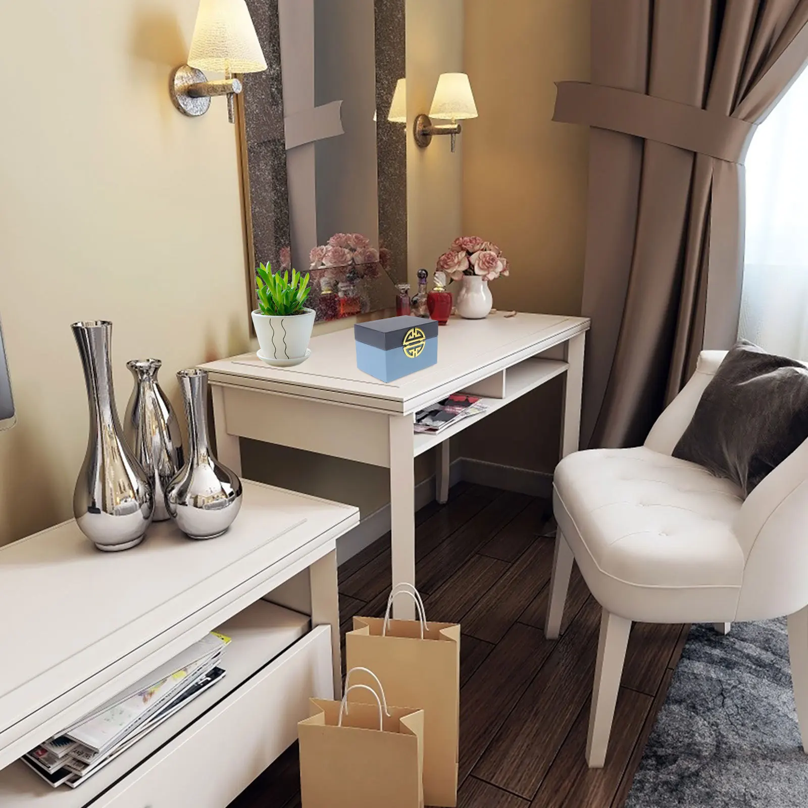 

Wood Storage Box with Lid Rustic Wooden Jewelry Case Small Organizer Box for Rings Earrings Storage Vanity Jewelry Case