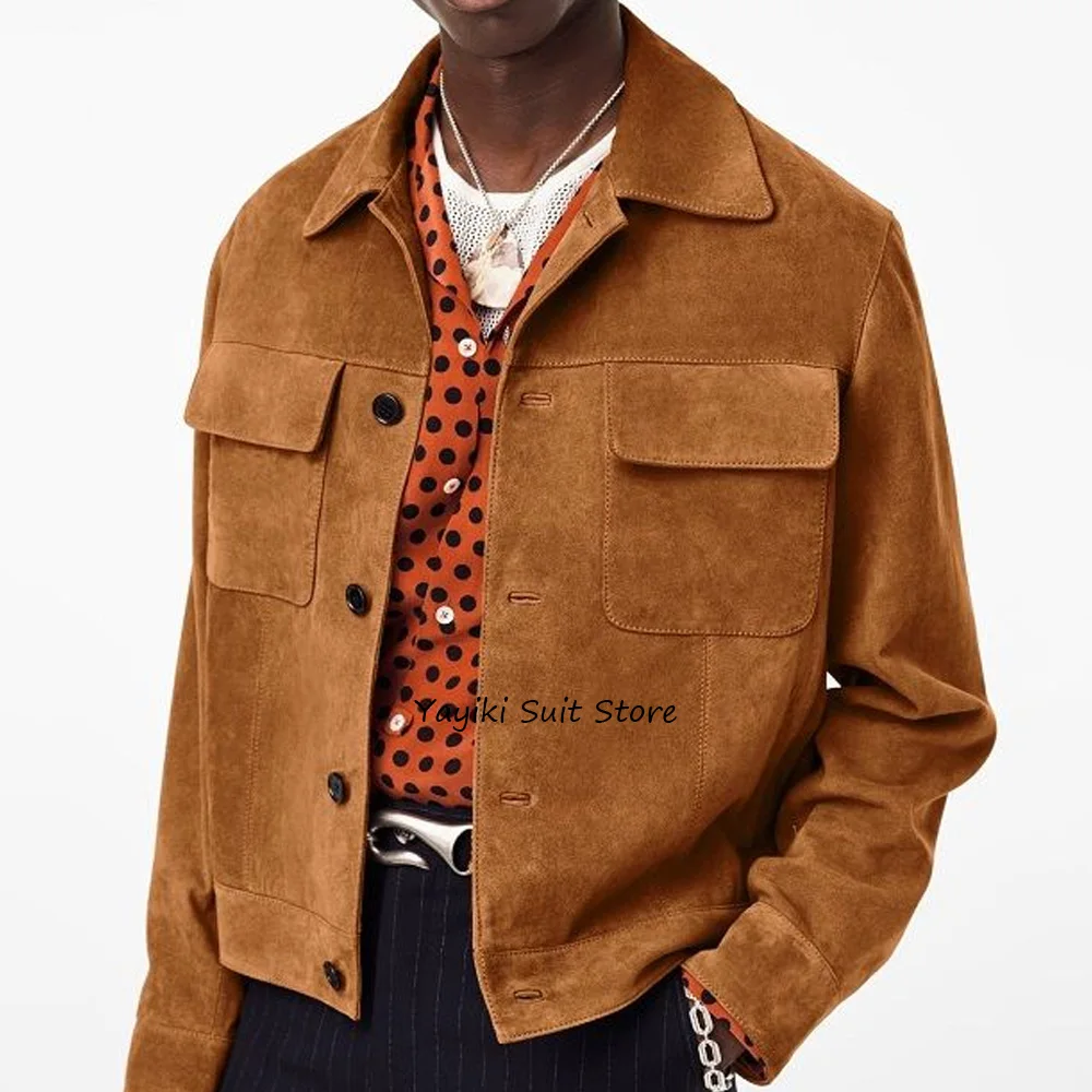 

Мужские куртки высокого качества, однобортные городские пиджаки, модный костюм из искусственной замши, мужская куртка, повседневное мужское социальное пальто