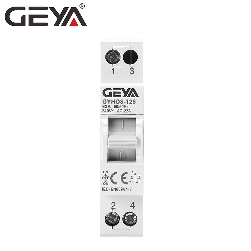 GEYA GYHO8 Dual Power Manual Transfer Isolating Switch 2P 40A 63A  Interlock Circuit Breaker AC Din Rail MTS 220V