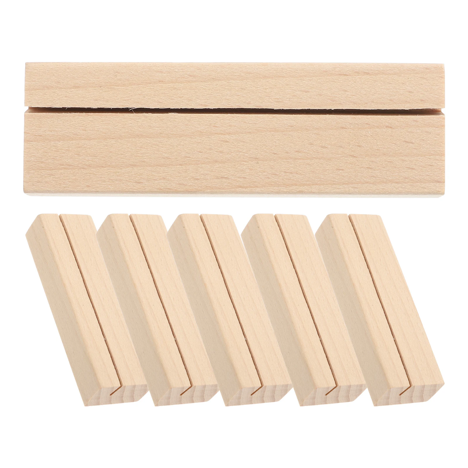 

6pcs Business Card Holders Wooden Desk Accessories Beige Office Supplies Cards Display Stand Postcard Rack Table Number Name