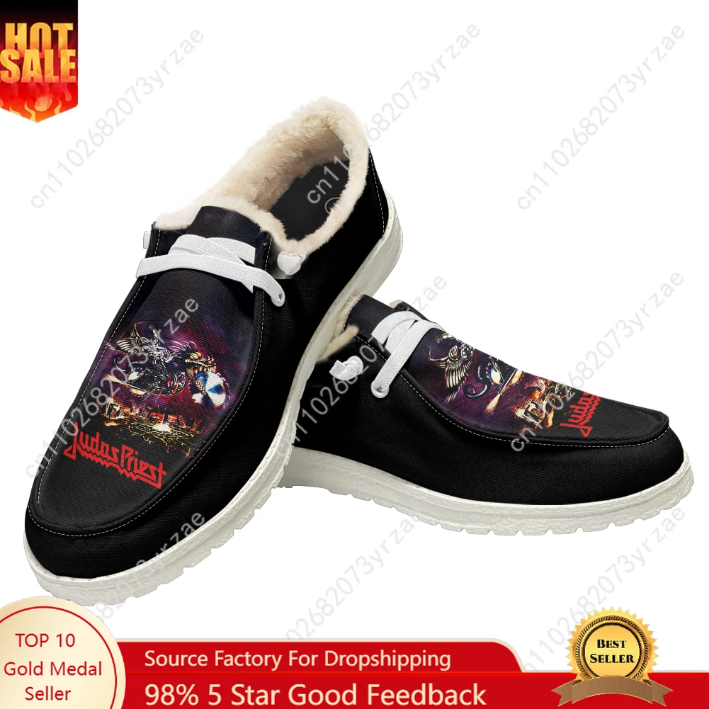 

Judas Priest Plush Flat Shoes Mens Womens Teenager Warm Shoe Indoor Outdoor High Quality Lightweight Shoe Custom Made Footwear