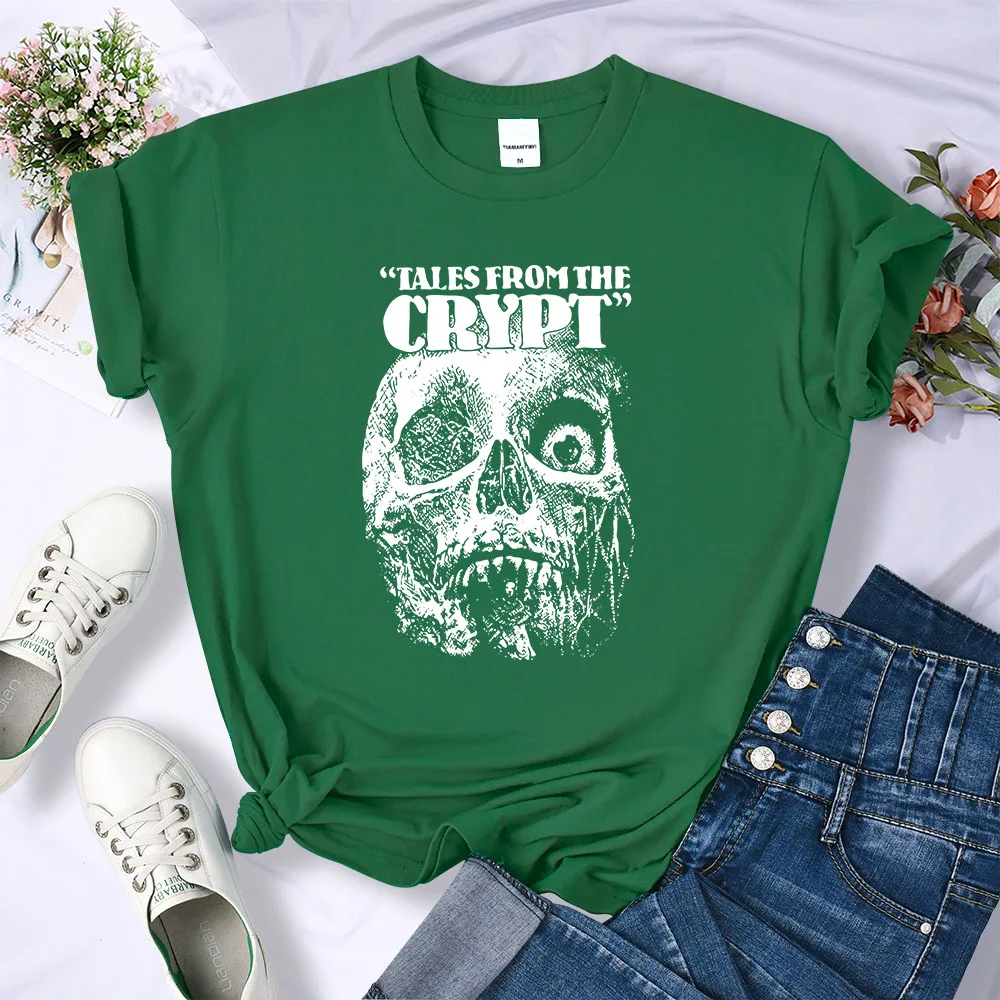 Tales From The Crypt Horror Skull Printed T-shirts Womens Casual Oversized Tops New Trendy Short Sleeve Hot Sale Summer T Shirt