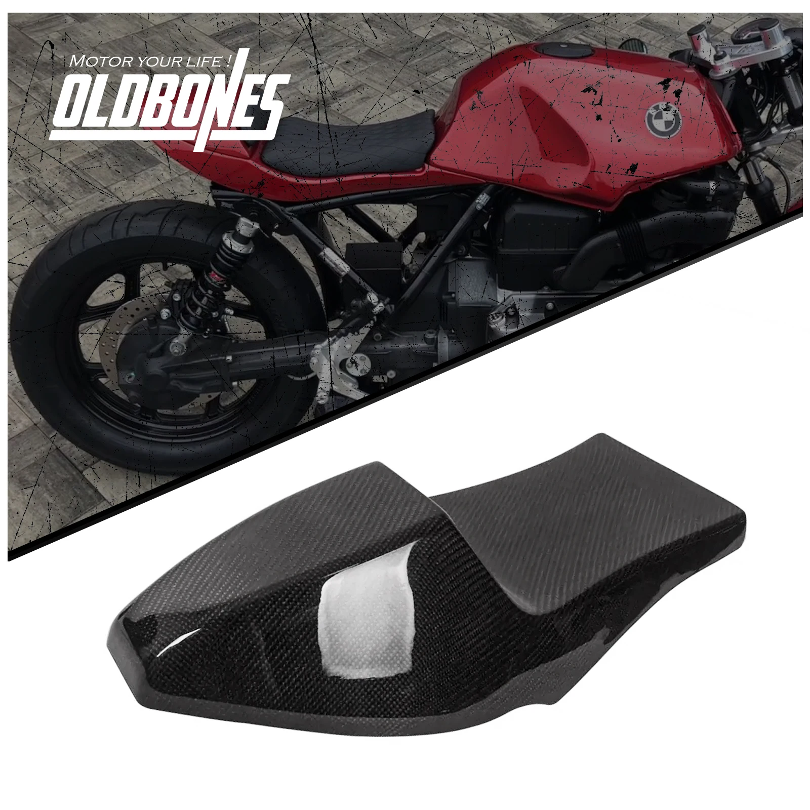 For BMW K-Series K75 K100 Carbon Fiber Motorcycle Fairing Cafe Racer Custom Rear Seat Ornamental Cover Hump Scrambler