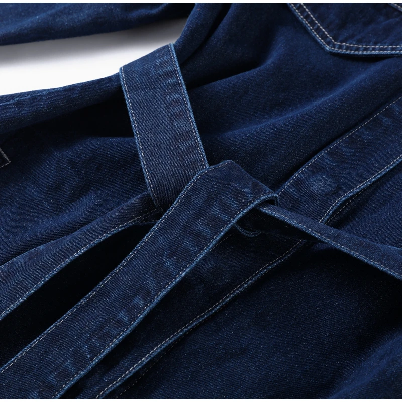 Zweiteiliges Vintage-Jeans-Set für Damen, einreihig, Reversgürtel, Jacke, passende Jeans mit hoher Taille und geradem Bein, lässiges tägliches Outfit – Detail 26