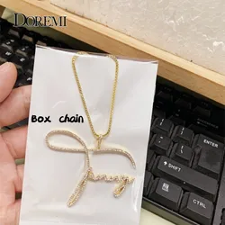 DOREMI Script Tont Crystal Name Necklaces BoxChain Letters Pendant for Women Custom Chain Jewelry Personalized Valentine's Day