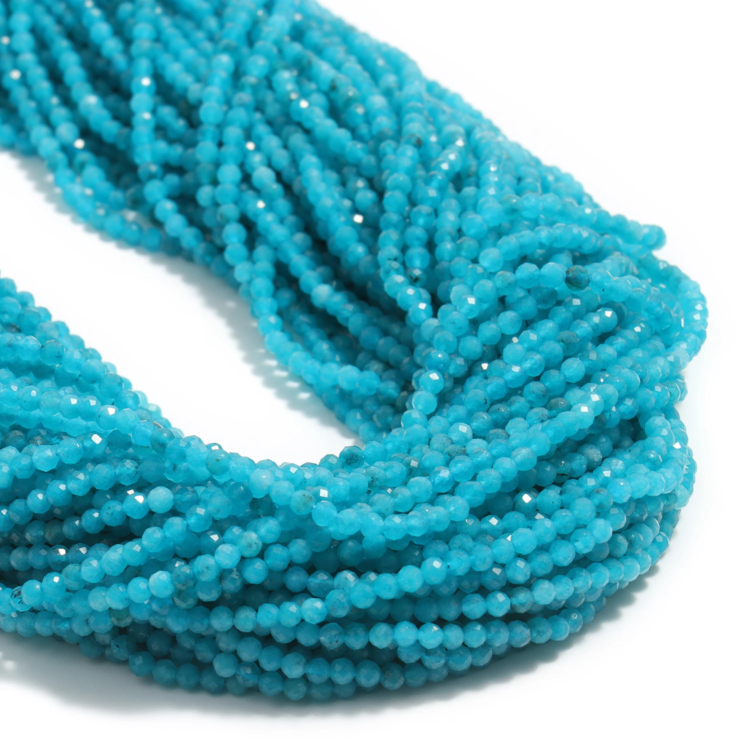 Großhandel Facettierte 2 3 4mm Naturstein Blaue Chalcedon Perlen Runde Kleine Lose Perlen für Schmuckherstellung DIY Armbänder Halsketten – Detail 1