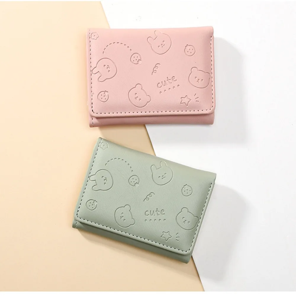 Carteira pequena de couro PU para mulheres, mini Lady Coin Purse, bolsa de bolso feminina, menina