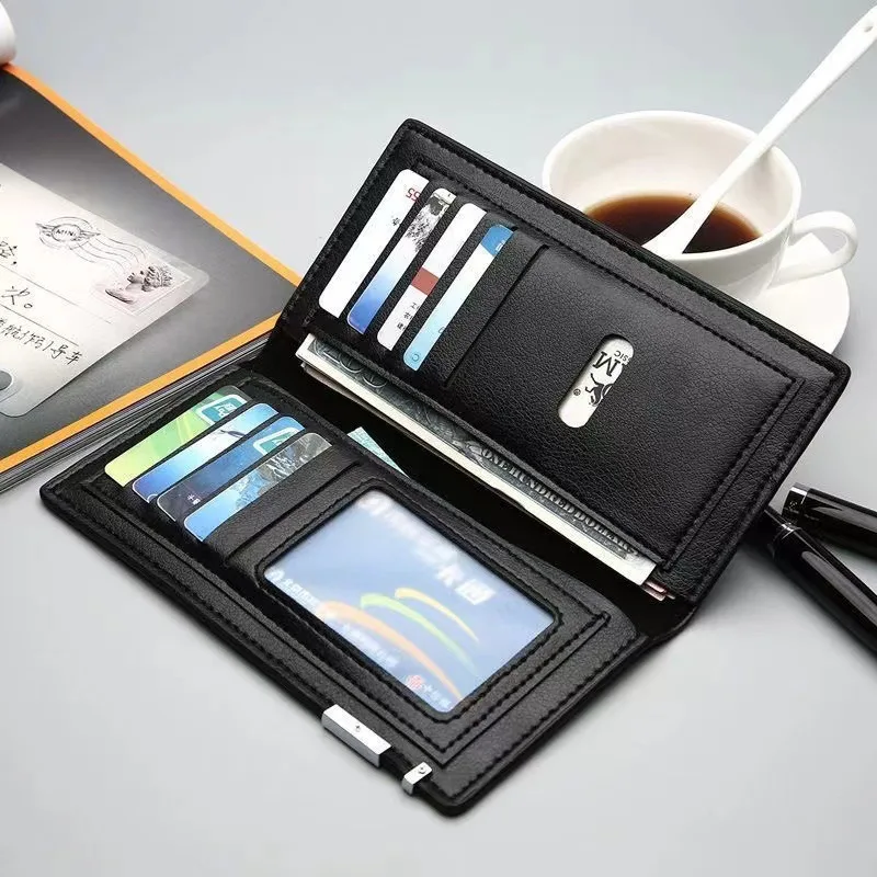 

Vintage Wallet Fashion PU Leather Long Wallets Coin Pocket Billetera Hombre Man Purse Male ID Card Holder Multi-card Money Bag