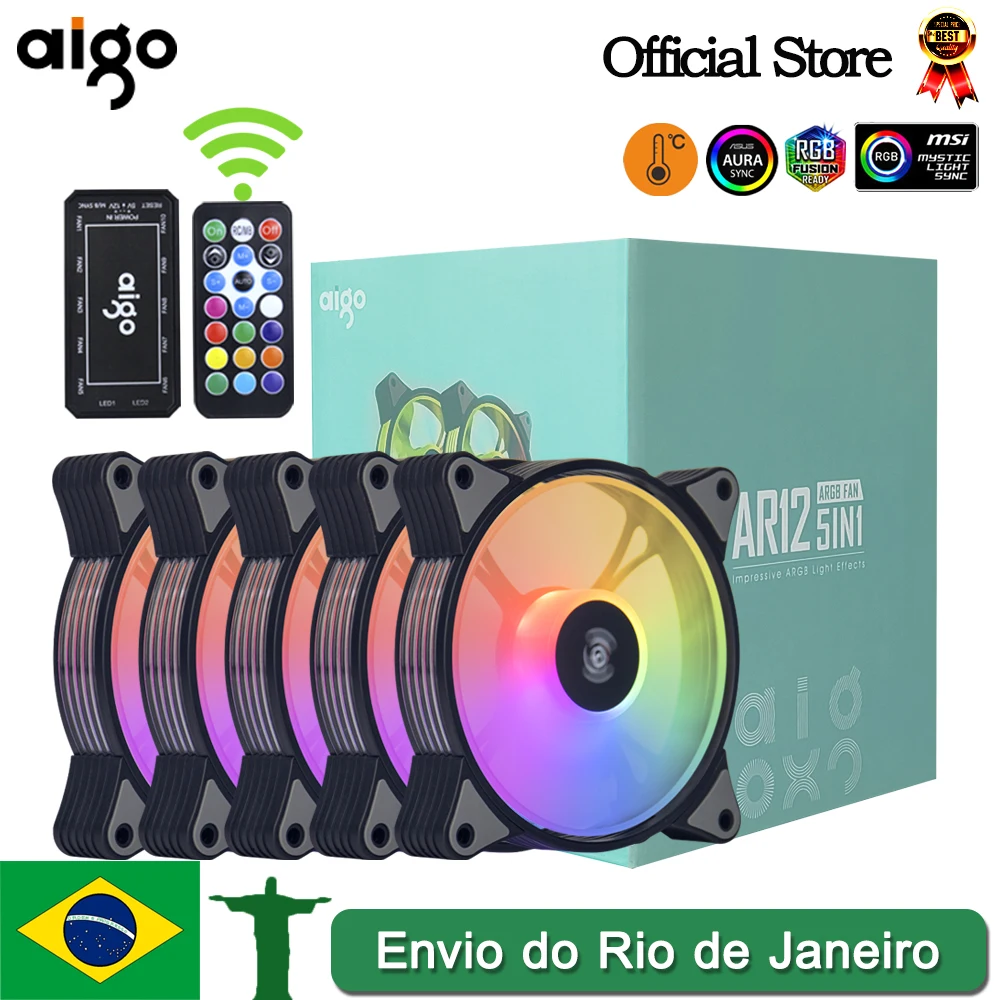 Aigo AR12 120mm PC Case Fan – RGB Heatsink, Aura Sync, SATA Port, Silent Controller, ARGB Cooling Fan 1