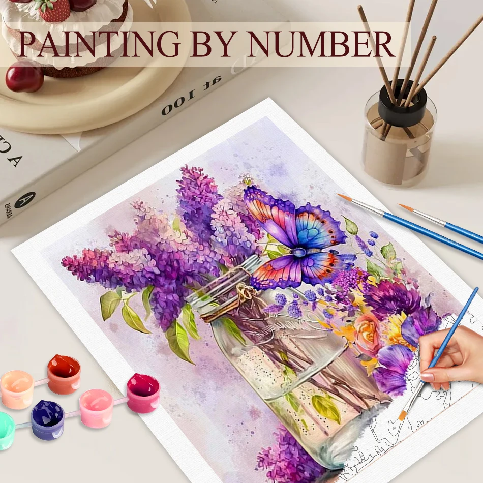 

Lavender Paint By Numbers Arts and Crafts Decorative Paintings Flower Crafts Gift Home Decor Gift Paint Kit for Beginn