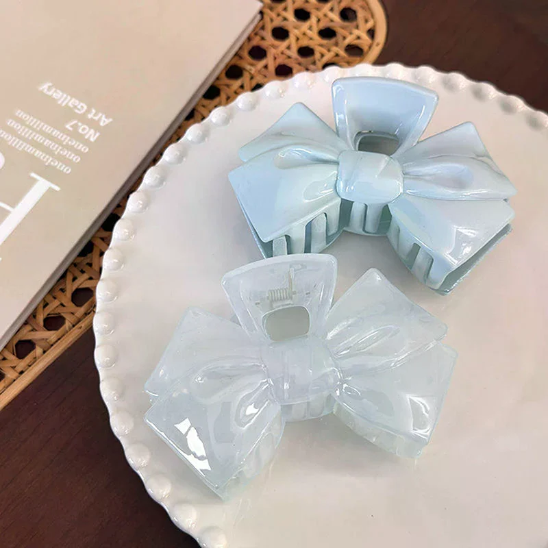 Sweet Cream Blue Bow Five-Pointed Star Hair Clip Geometry Hair Claw For Women Elegant Bowknot Crab Barrettes Hair Accessories