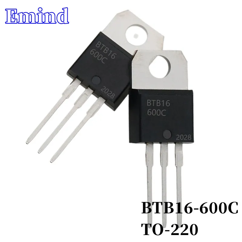 

5Pcs BTB16-600C BTB16 Thyristor TO-220 16A/600V DIP Triac Large Chip