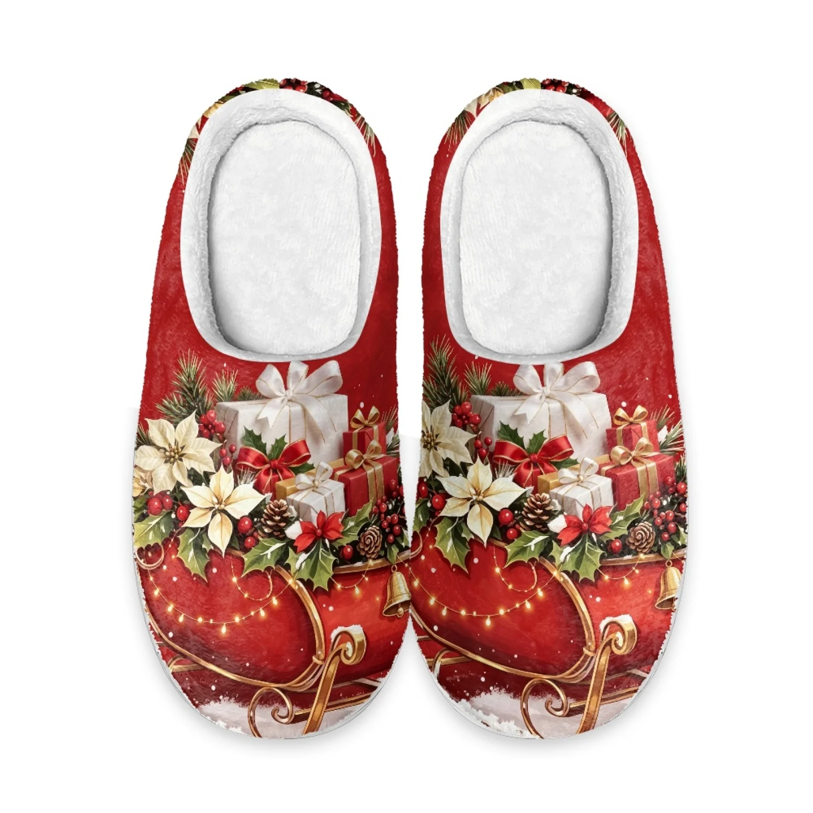 PENSTROLL Christmas Sleigh Gift Non-Slip Nurses Day Gift Slippers Wfh Cozy Essentials Slippers Fuzzy Slippers Size 35-47
