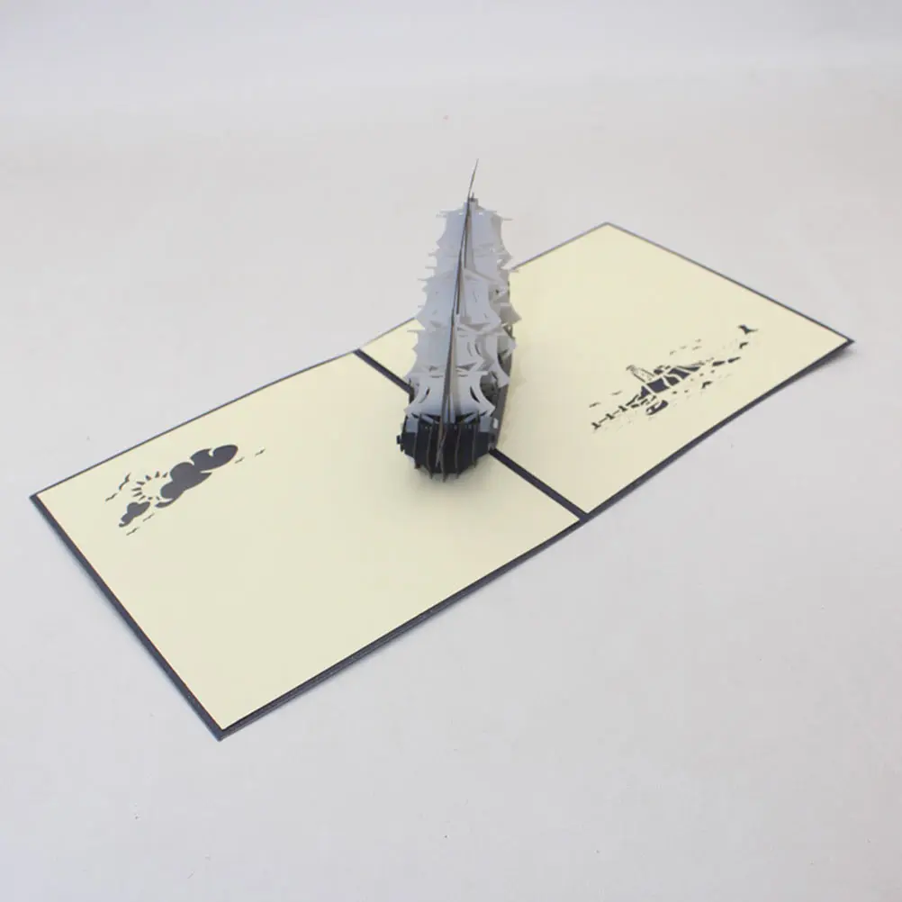 

3D Sailing Greeting Cards Realistic Design Beautiful Meaning Lightweight Portable Special Surprise Blank Space Excellent