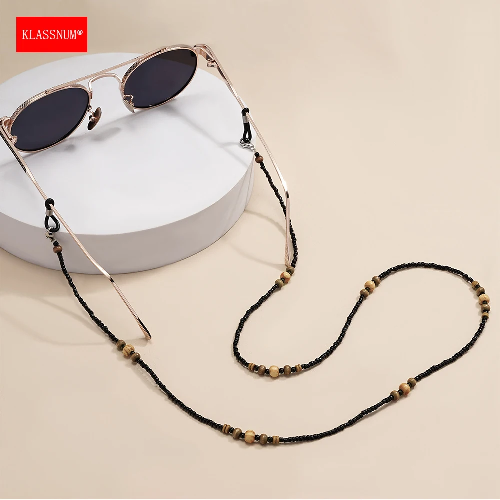 KLASSNUM Vintage Glasses Lanyard Men Women Round Wood Beads Eyeglass Neck Hanging Anti-drop Glasses Chain 2026 Trendy Accessory