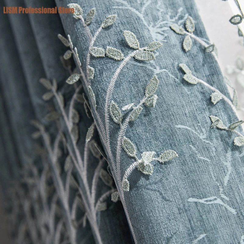 

European Style New Style Chenille Embroidery Jacquard Shade Curtains for Living Dining Room Bedroom.