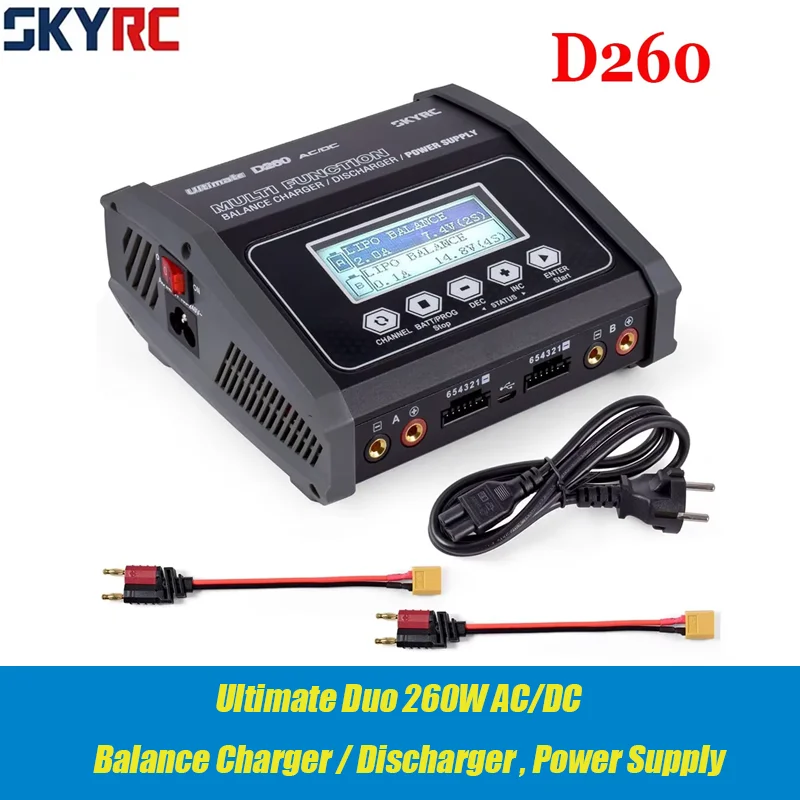 SKYRC D260 Lipo Battery Balance Charger Discharger Dual AC/DC 1-6S 260W for NiMH/NiCd/LiPo/LiFe/Lilon/LiHV/Pb RC Car USB Charger