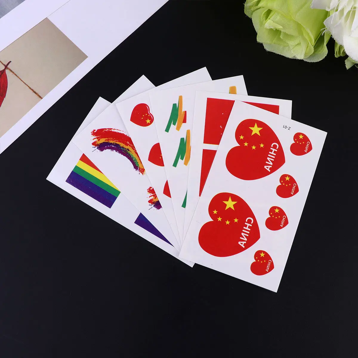 2 комплекта временных татуировок с национальным флагом, водонепроницаемые наклейки, патриотические наклейки для лица и тела, безопасные, одноразовые, для спортивных мероприятий и игр