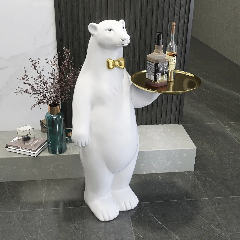 Polar Bear Living Room Floor Decoration Handmade FRP Statue Luxury TV Cabinet Creative Home Accessories Statues And Sculptures