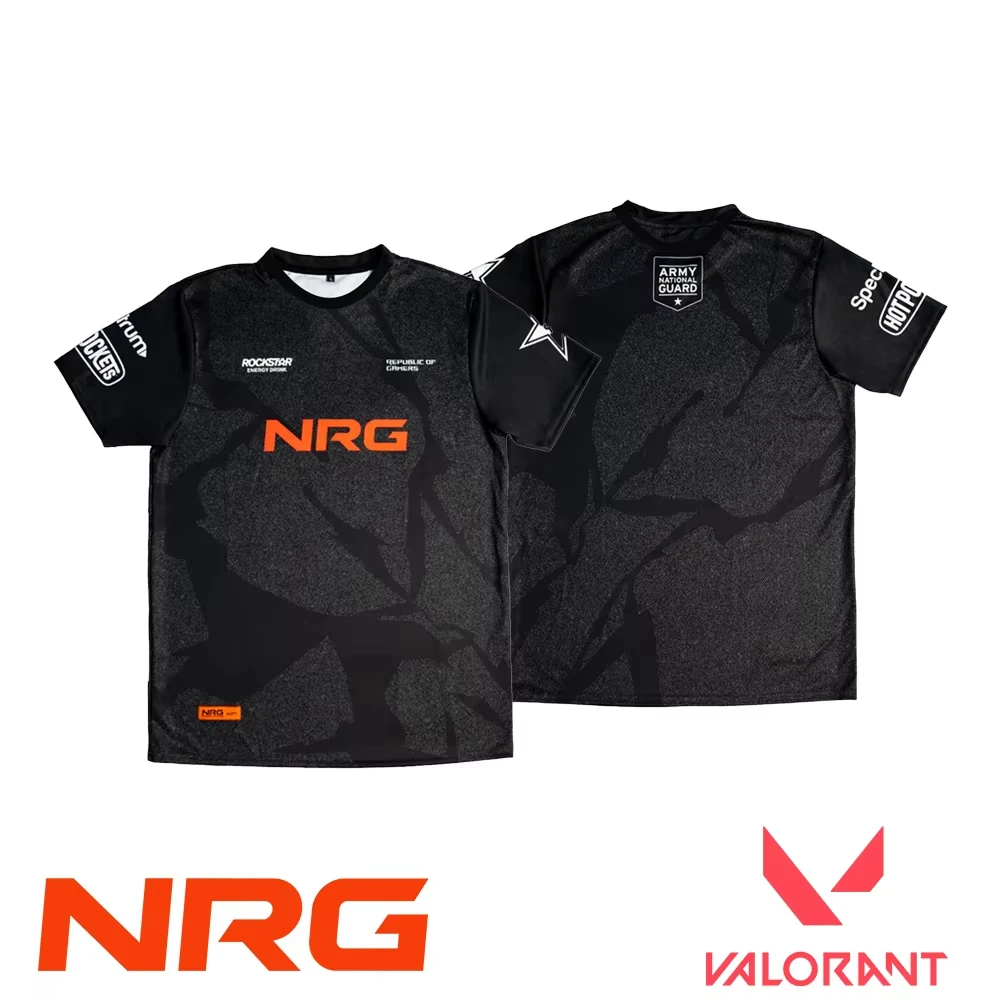 

NRG Valorant Esports Jersey – Black Cracked Texture Gaming Tee with "NRG" Logo Logos, Ideal for Pro Gaming Fans & Streetwear