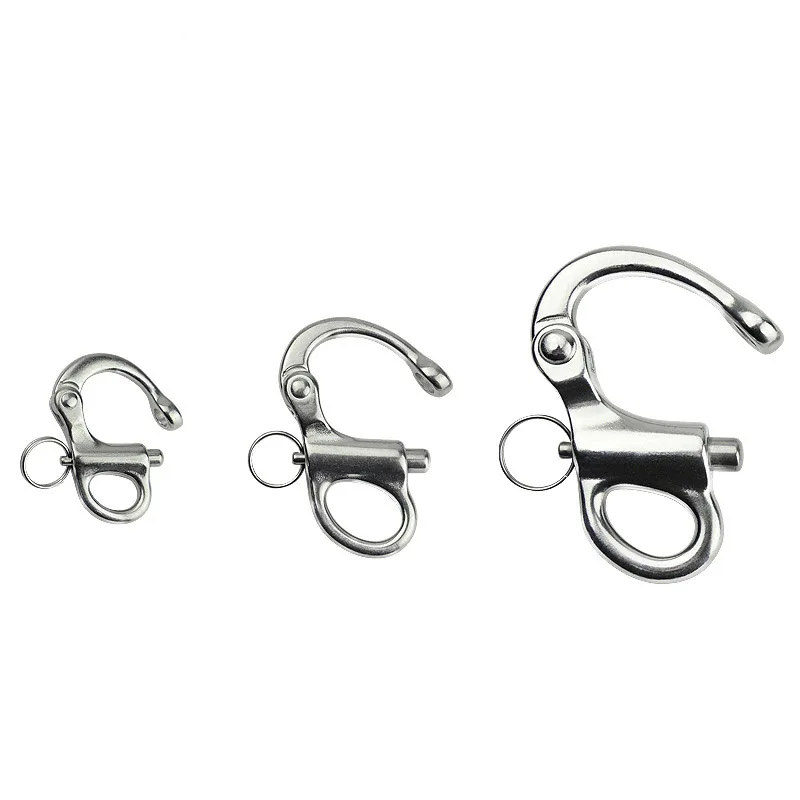 316 Stainless Steel Fixed Snap Shackles Bail Snap Shackles with Quick Release Pin for Bracelet and Boat