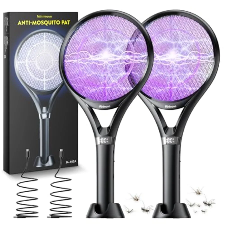 

2Pack Electric Fly Swatter with LED Display, 2000mAh Rechargeable Fly Swatter Racket, 2500V Bug Zapper Racket Dual Modes, Mosqu