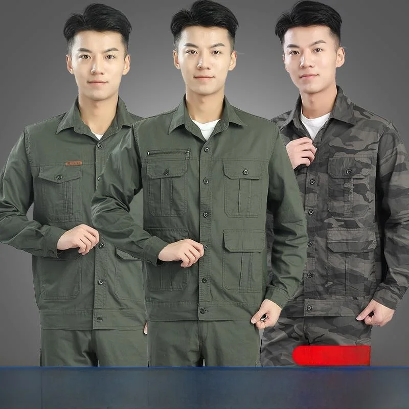

Lightweight Summer Cotton Work Uniform Set for Men Breathable Anti-Heat Wear Resistant Camouflage Workwear Factory Uniform