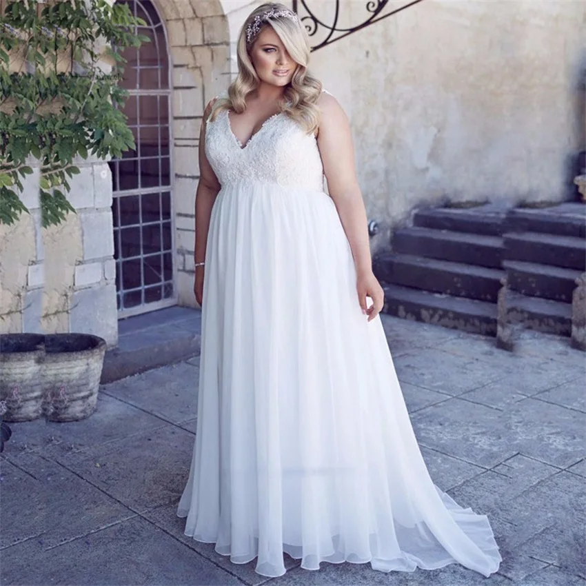 

Vestido de Noiva Plus Size Wedding Dress Lace V Neck Maternity Wedding Gowns for Pregnant Women Custom Made Bride Dresses 2020
