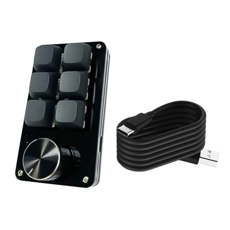 R53C Ergonomic Keyboards with Customs Knob,for Gaming and Productivity Tasks Customizable Buttons Progammable Keyboard