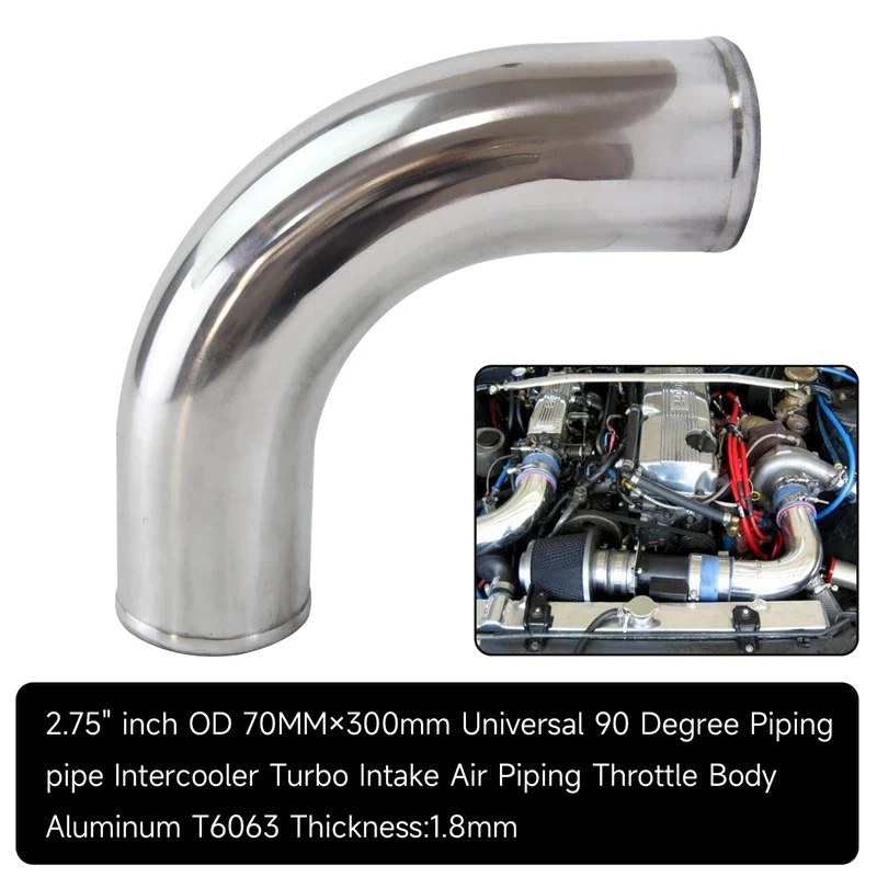 Universal 90 Degree 70mm -80MM /2.75-3.15'' inch  Aluminum T6063 Intercooler Intake Turbo Pipe Piping Tube hose L=300mm