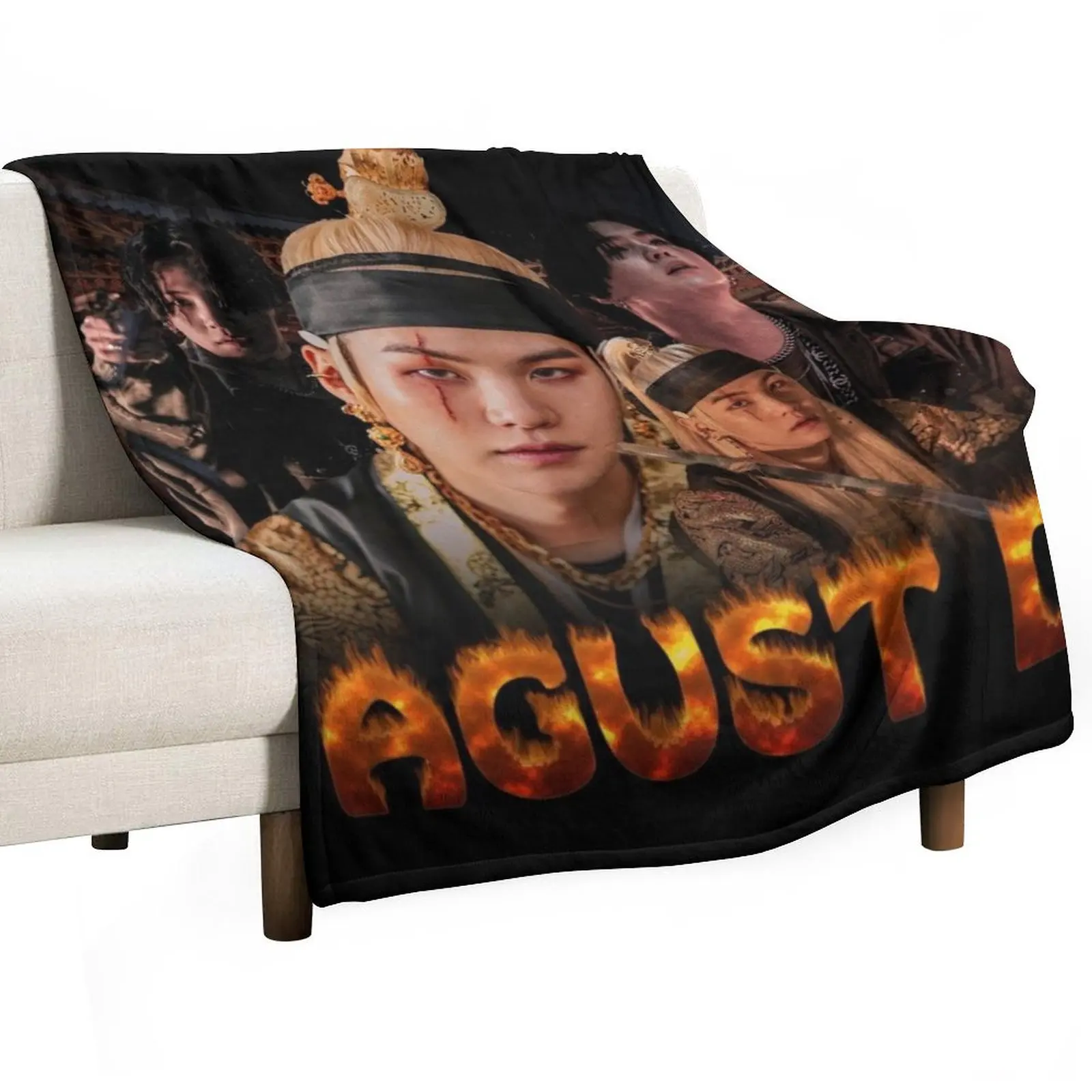 Agust D (Flames) Throw Blanket Beach Soft heavy to sleep Blankets