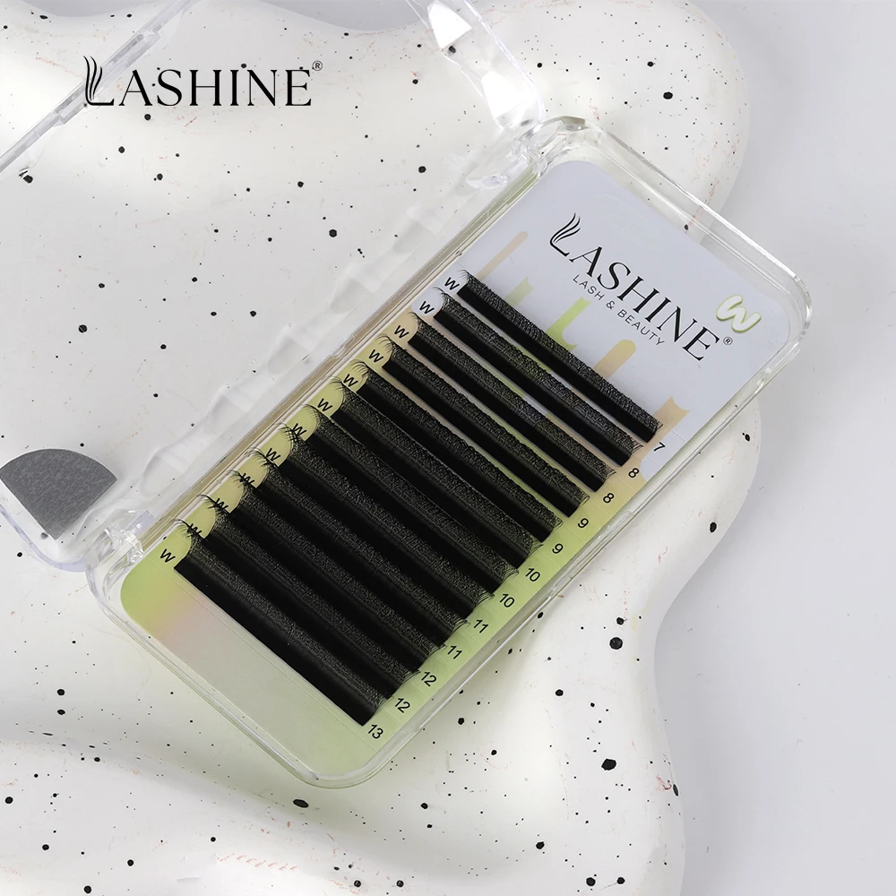 Lashine YY 3D 4D 5D W-Shaped Lash Automatic Flowering W Lashes Extension Natural Soft Dense Clover Cilio Volume Lash Premade fan