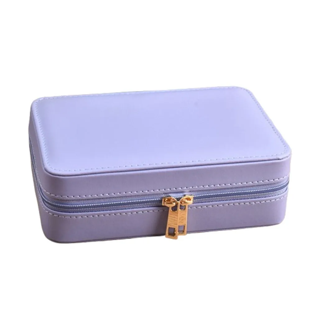 

PU Leather Trinkets Storage Organizer Dustproof Solid Color Portable Jewelry Organizer High Quality Simple Jewelry Storage Case