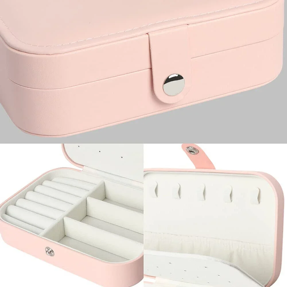 1 stks dubbellaags opbergdoos dames reizen lederen sieraden kist klassieke mode roze opbergdoos vlinder brief serie