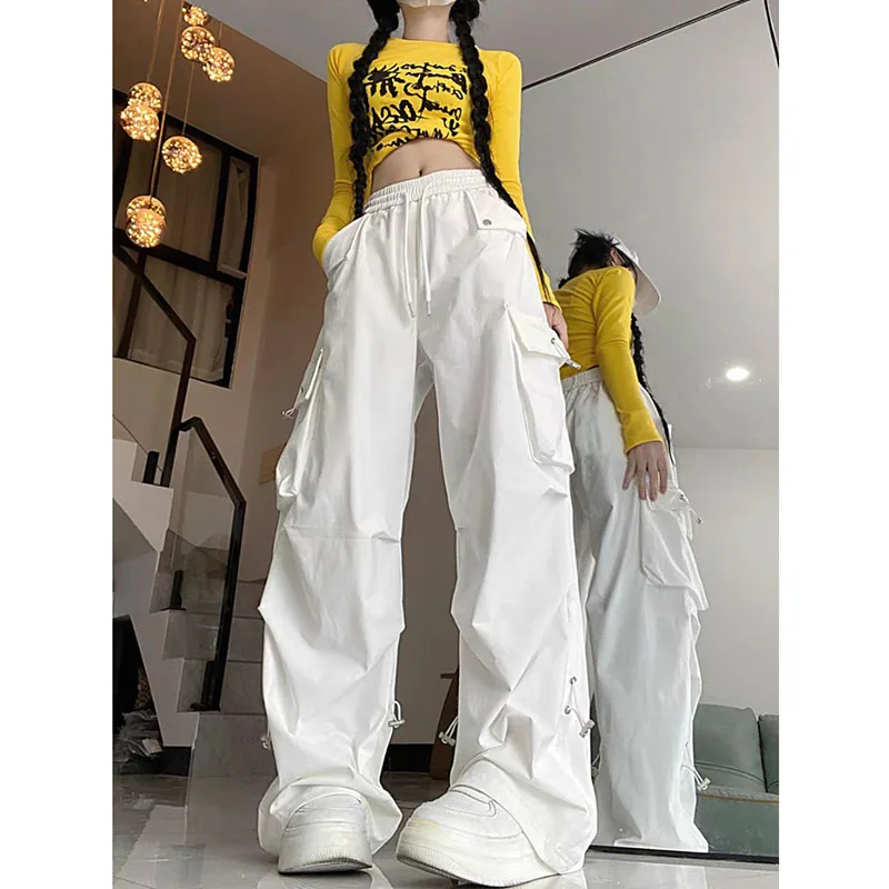 

2024 American Pocket Cargo Pants Women Spring and Summer New Wide-legged Pants Loose Thin Casual Versatile Sports Pants Female