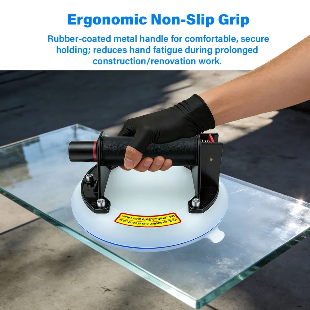 protable-8-インチ真空吸引カップガラスリフター強力な高耐久真空リフター花崗岩とガラスの持ち上げ用窓交換用